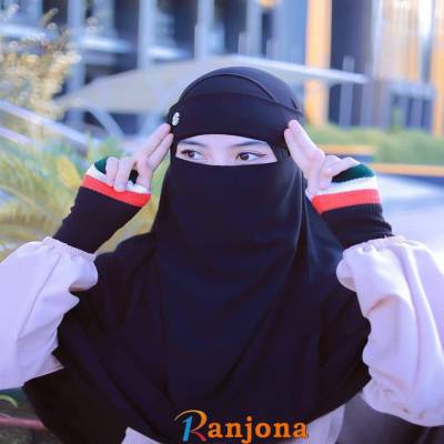 ডায়মন্ড জর্জেট ডাবল লুপ ইনস্ট্যান্ট রেডি হিজাব + নিকাব - Black Color